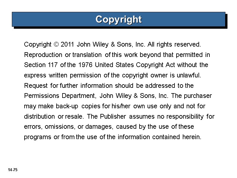 Copyright © 2011 John Wiley & Sons, Inc. All rights reserved. Reproduction or translation